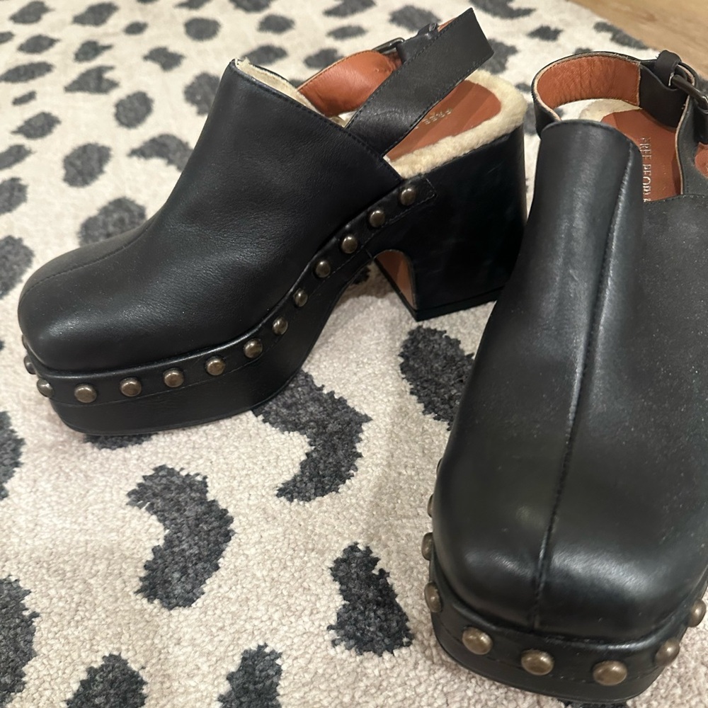 Free People Autumn Studded Platform Clogs Black Size 7.5